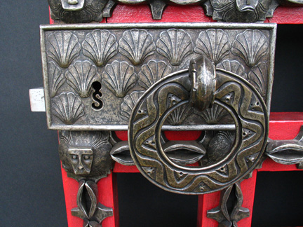Wrought Iron and Wood Lattice Door Detail  1920's